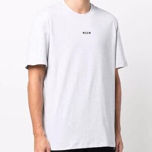 MSGM White Cotton Men’s T-shirt with Logo XL Made in Italy